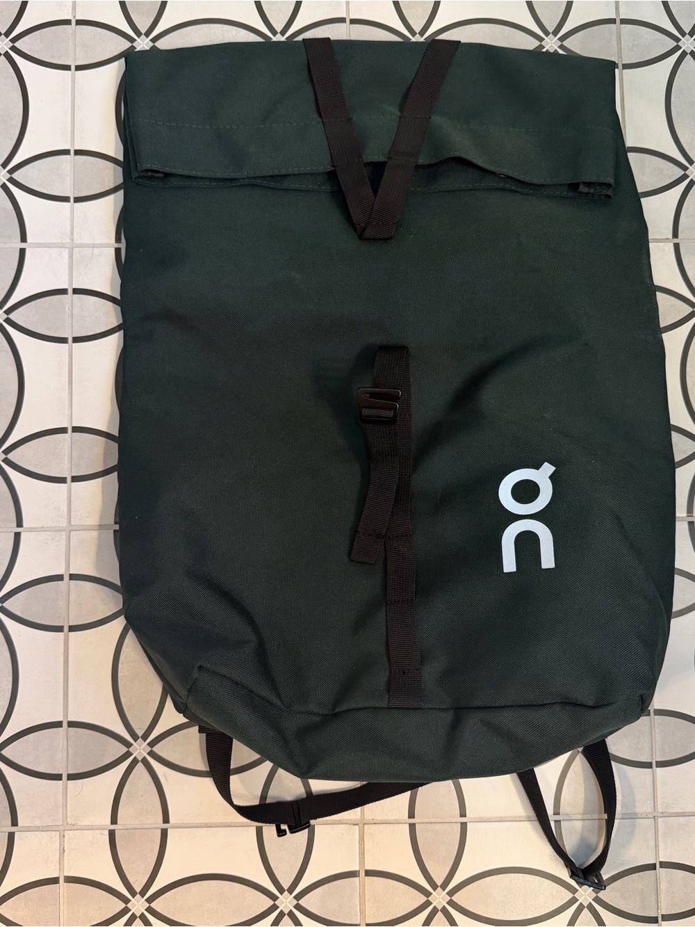 On Running Forest Green Roll-Top Backpack with Black Straps